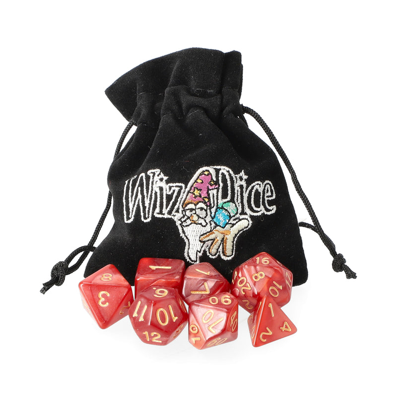 WIZ-DICE 7CT POLYHEDRAL PRG GAMING DICE WITH STORAGE POUCH DRAGON SCALES