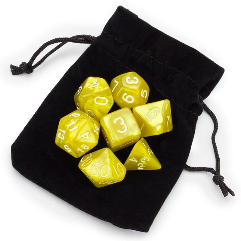 WIZ-DICE 7CT POLYHEDRAL PRG GAMING DICE WITH STORAGE POUCH KINGS RANSOM