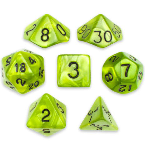 WIZ-DICE 7ct POLYHEDRAL RPG GAMING DICE IN POUCH SWAMP OOZE