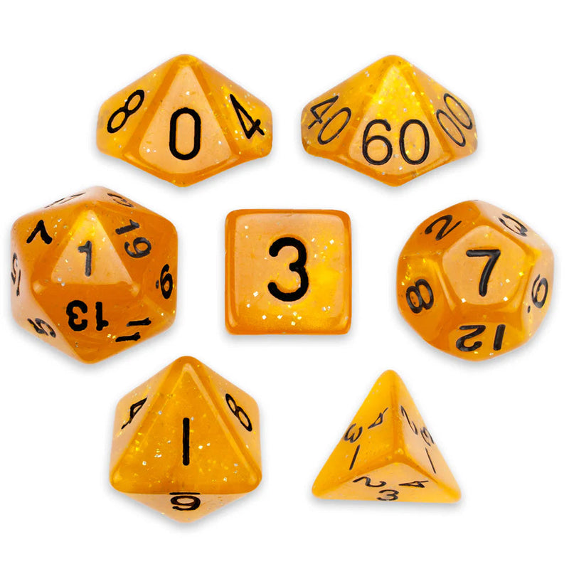 WIZ-DICE 7CT POLYHEDRAL RPG GAMING DICE SET IN STAND UP BOX DWARVEN BRANDY