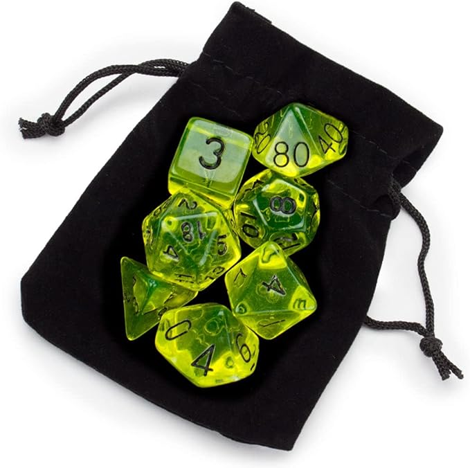 WIZ-DICE 7ct POLYHEDRAL RPG GAMING DICE IN POUCH BOILED BLUE