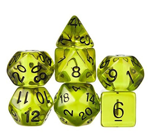 WIZ-DICE 7ct POLYHEDRAL RPG GAMING DICE IN POUCH BOILED BLUE
