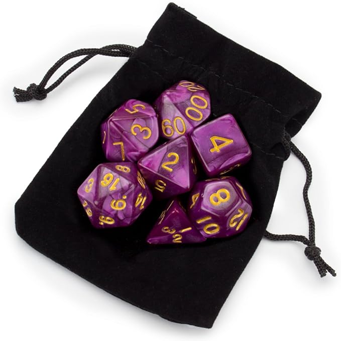 WIZ-DICE 7ct POLYHEDRAL RPG GAMING DICE IN POUCH ABYSSAL MIST
