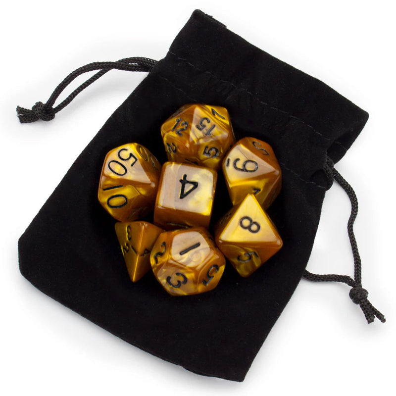 WIZ-DICE 7CT POLYHEDRAL PRG GAMING DICE WITH STORAGE POUCH MOUNTAIN HEART