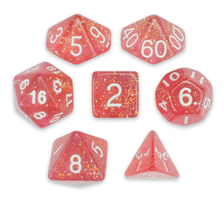 WIZ-DICE 7CT POLYHEDRAL PRG GAMING DICE WITH STORAGE POUCH ROYAL BUBBLEGUM