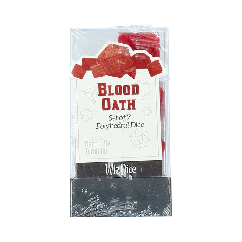 WIZ-DICE 7CT POLYHEDRAL RPG GAMING DICE SET IN STAND UP BOX BLOOD OATH