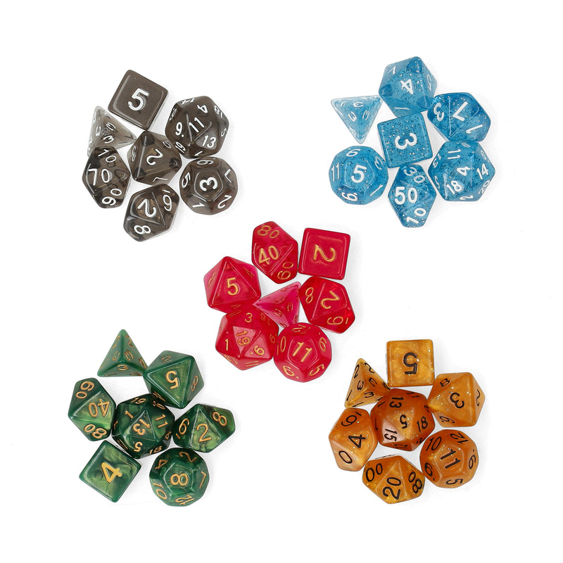 BRYBELLY 7CT POLYHEDRAL DICE IN 5 COLORS