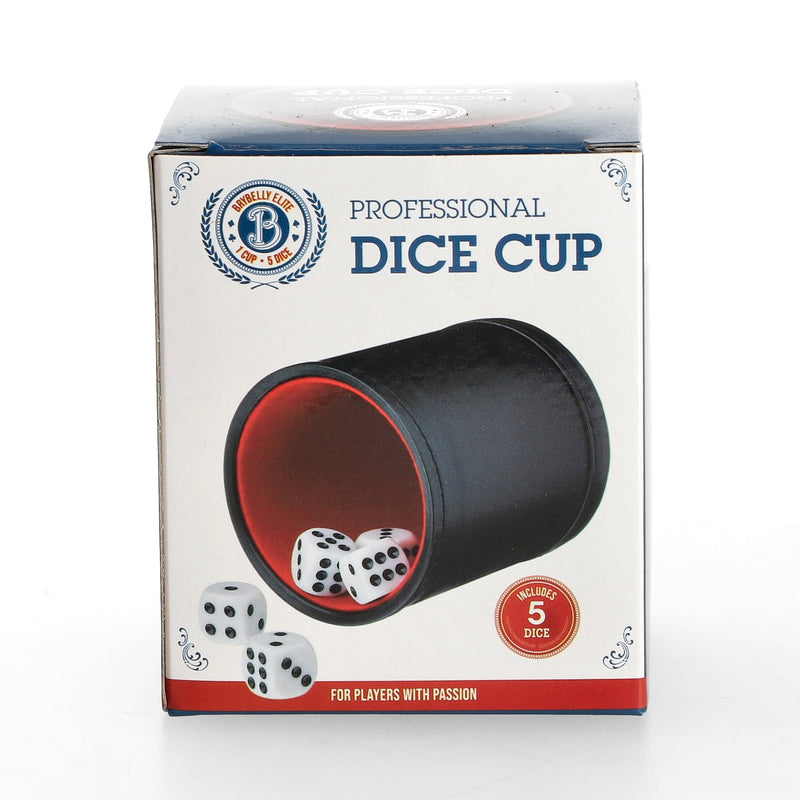 BRYBELLY FELT-LINED LEATHER DICE CUP WITH 5 DICE