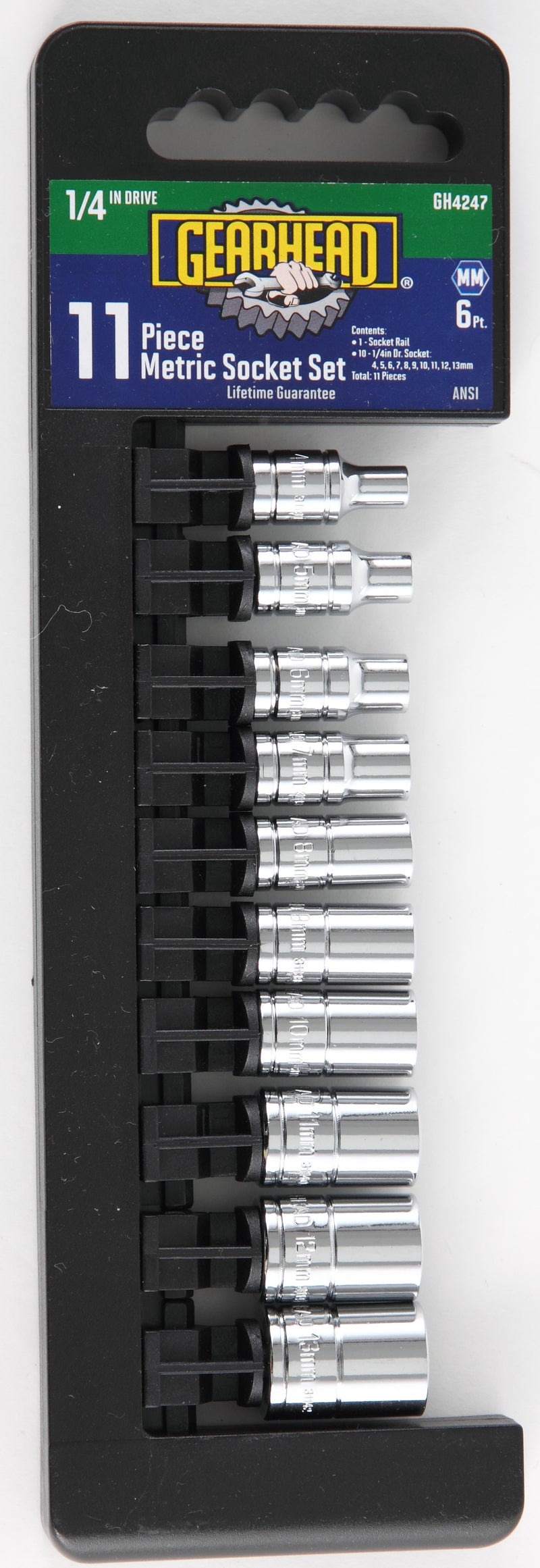 11pc 1/4'' Drive SHALLOW SOCKETS 4-13mm NO SKIP