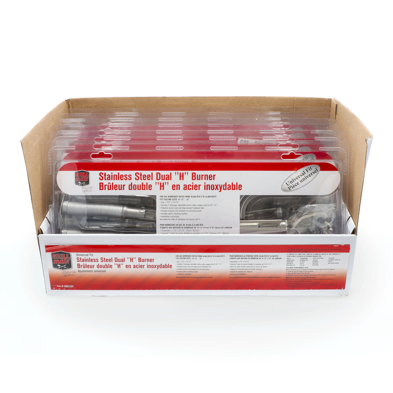 GRILL MATE 7-1/2''x15-1/2'' DUAL H BURNER STAINLESS STEEL
