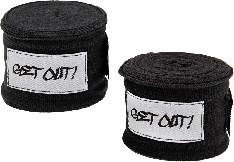GET OUT 2 PACK 180'' BLACK BOXING HAND WRAPS