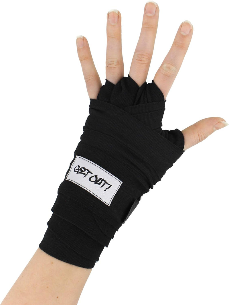 GET OUT 2 PACK 180'' BLACK BOXING HAND WRAPS