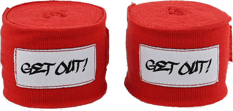 GET OUT 2 PACK 180'' RED BOXING HAND WRAPS