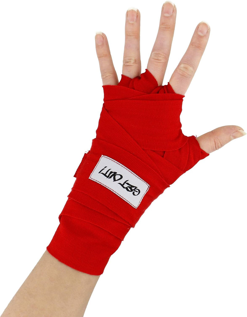 GET OUT 2 PACK 180'' RED BOXING HAND WRAPS