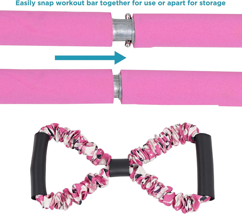 GET OUT PILATES EXERCISE BAR STICK KIT WITH RESISTANCE BAND