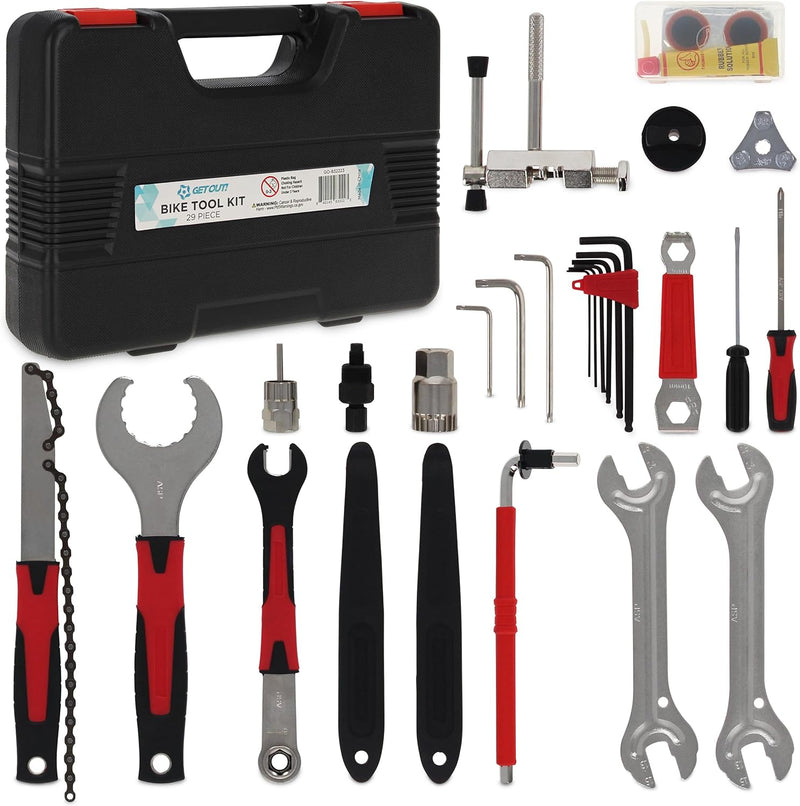 GET OUT 29PC BICYCLE TOOL REPAIR SET IN CASE