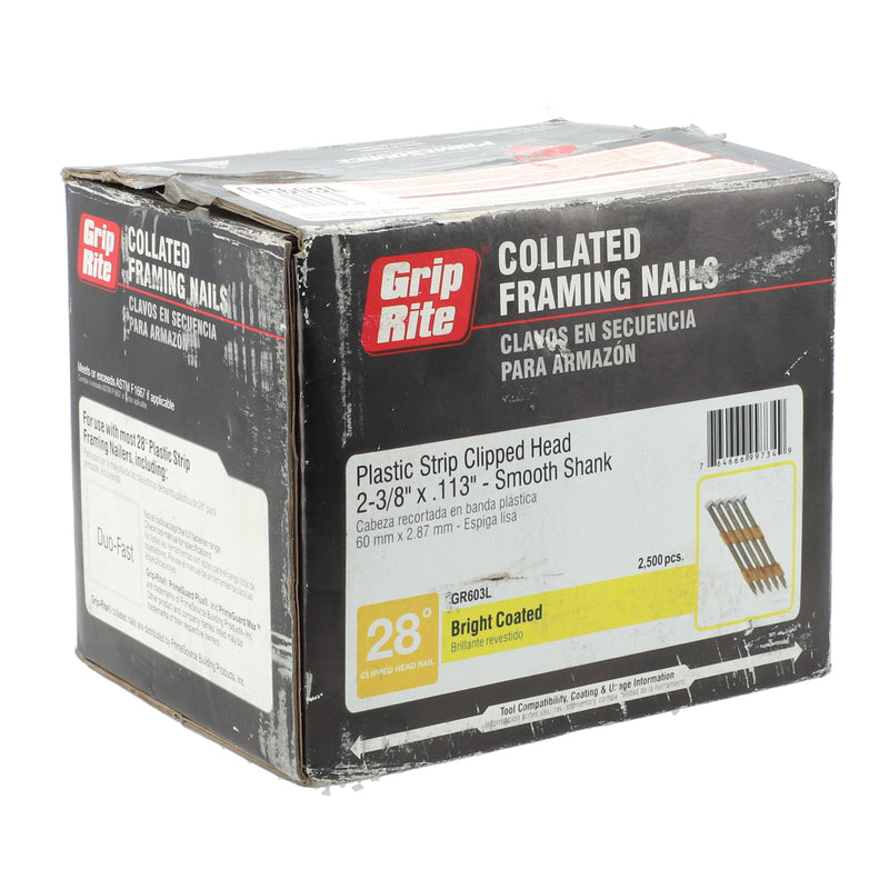 GRIP-RITE 2000CT COLLATED FRAMING NAILS 28Ã‚Â° 2-3/8x131'' SMOOTH SHANK