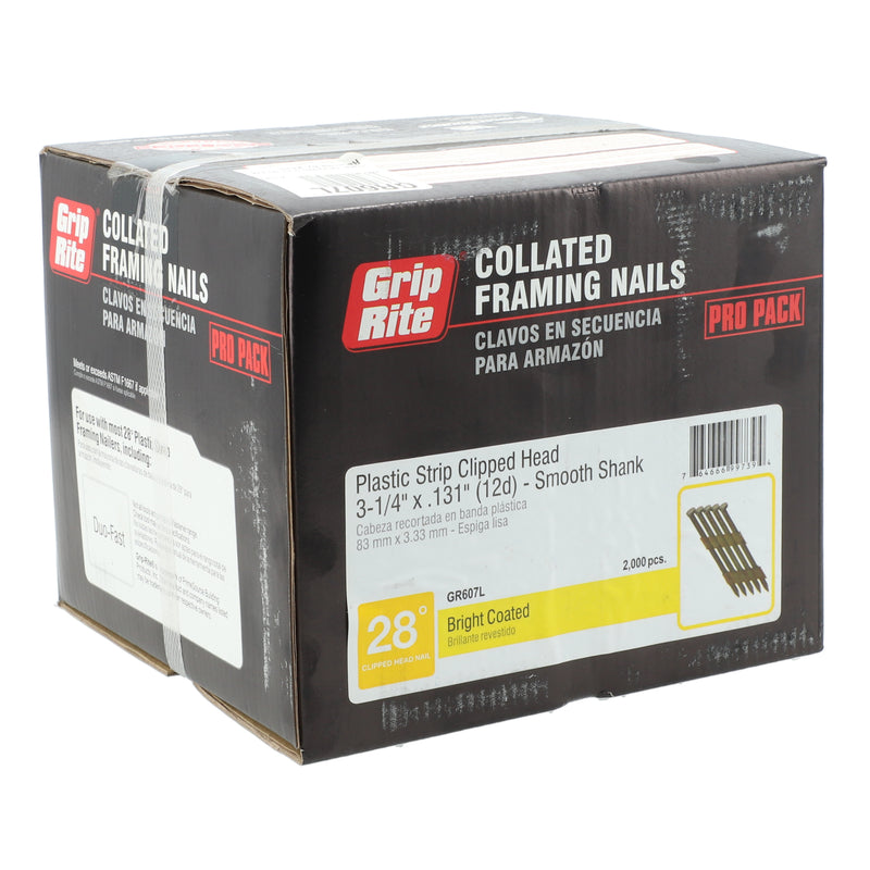 GRIP-RITE 2000CT COLLATED FRAMING NAILS 28Ã‚Â° 3-1/4x131'' SMOOTH SHANK