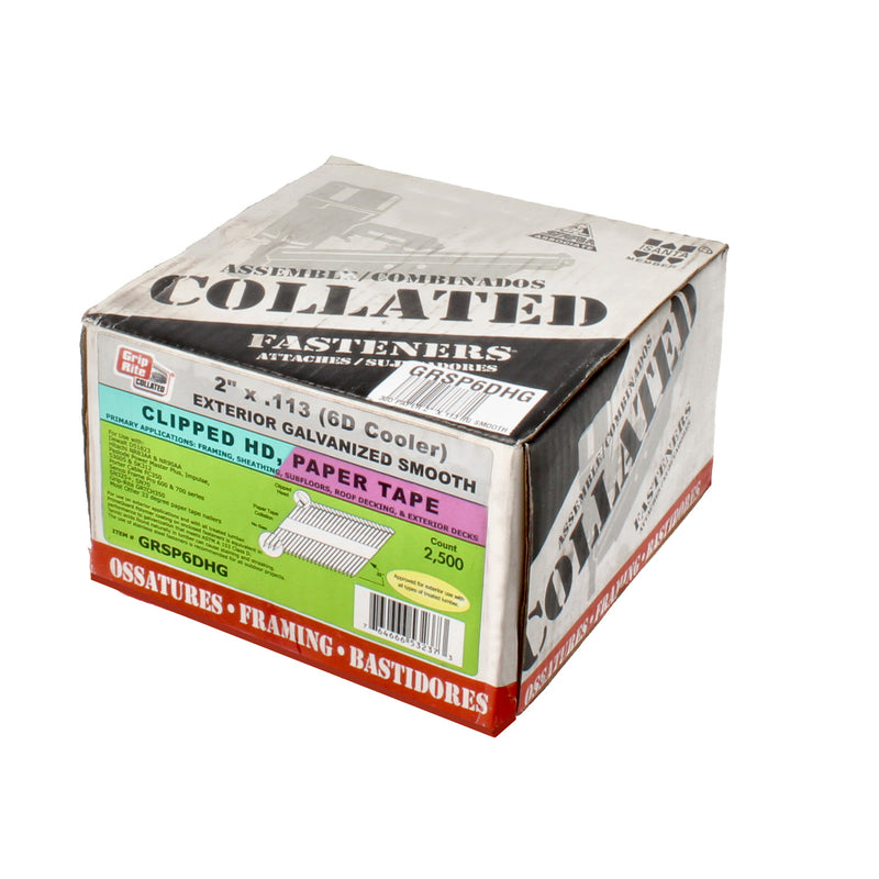 GRIP-RITE 2500ct COLLATED NAILS 6D 2''x.113 30 DEGREE PAPER COLLATED SMOOTH SHANK CLIPPED H