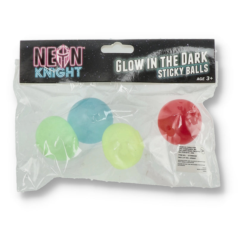 4PK GLOW-IN-THE-DARK STICKY BALLS