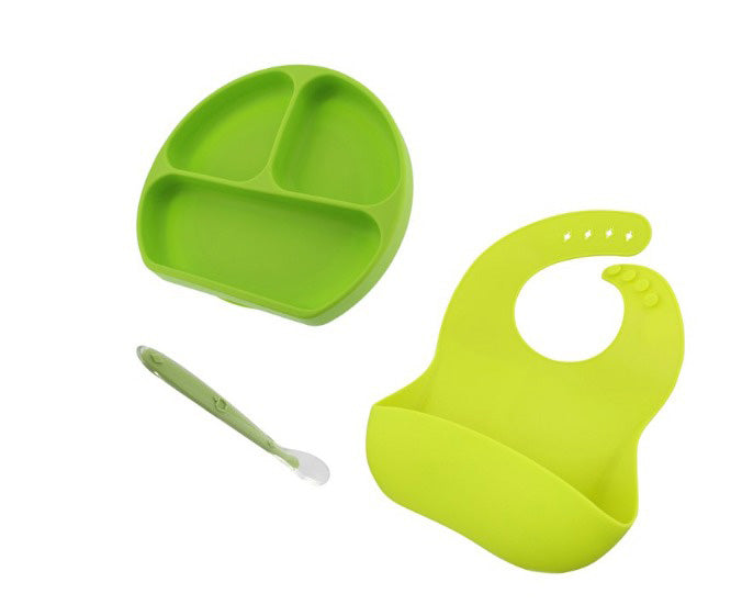 7PENN SILICONE SUCTION CUP BABY PLATE WITH BIB & SPOON