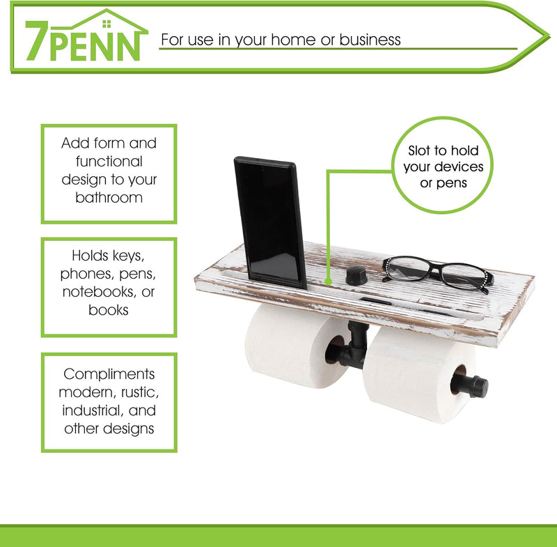7PENN 2 ROLL TOILET PAPER HOLDER & SHELF