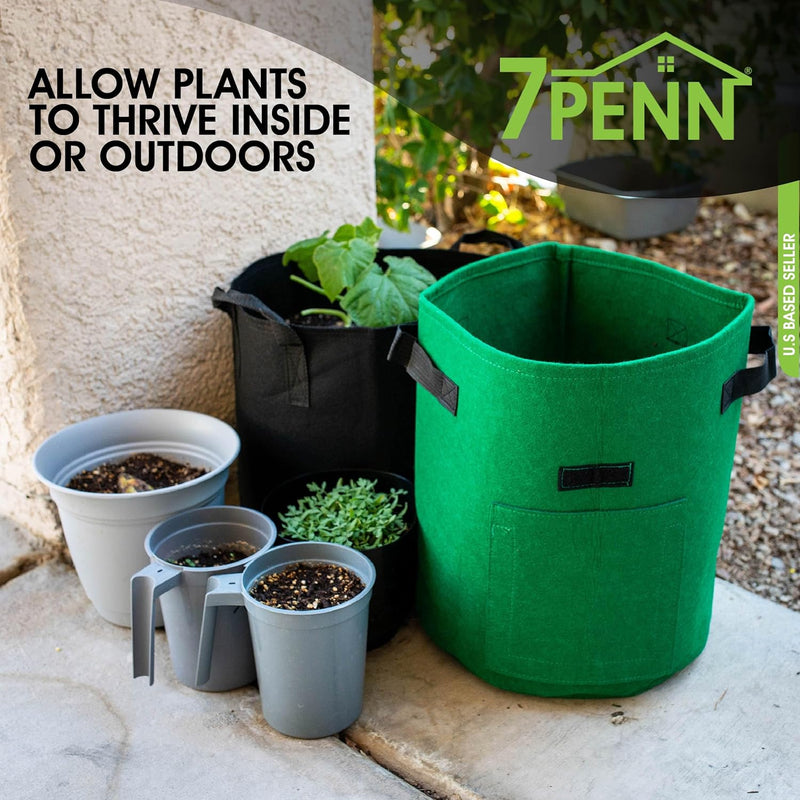 7PENN 4 PACK 10 GALLON FELT GROW BAGS WITH WINDOWS