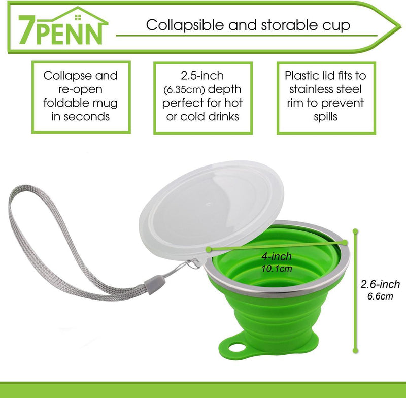 7PENN 5PK COLLAPSIBLE MULTICOLOR MUG SET