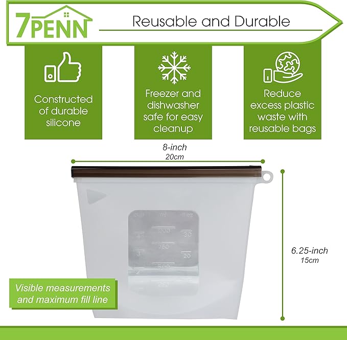 7Penn Silicone Food Storage Bag 1000mL - Clear