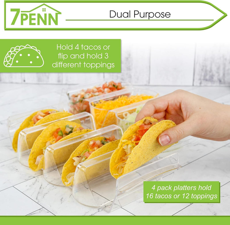 7 PENN 4PK CLEAR TACO HOLDER TRAYS