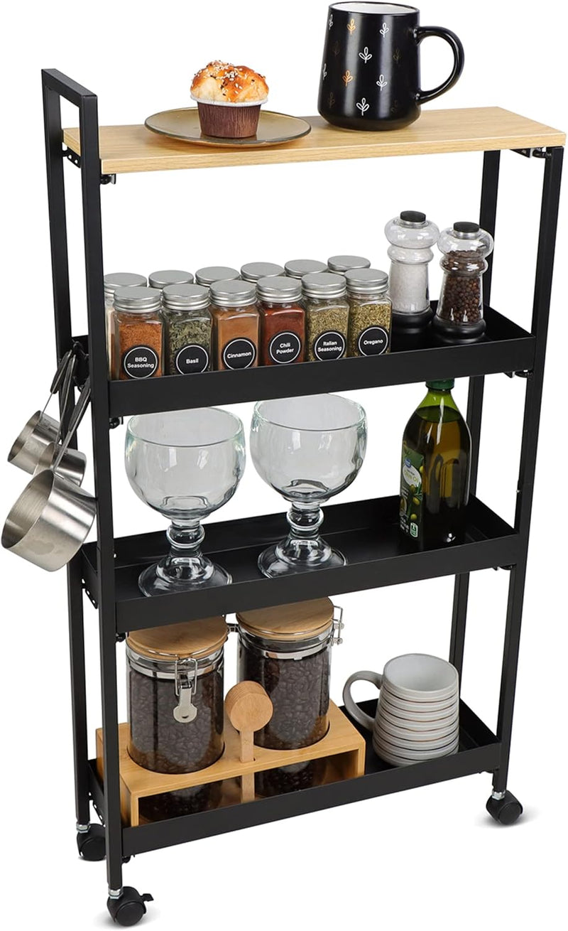 4 TIER SLIM TROLLEY WITH LOCKING CASTERS