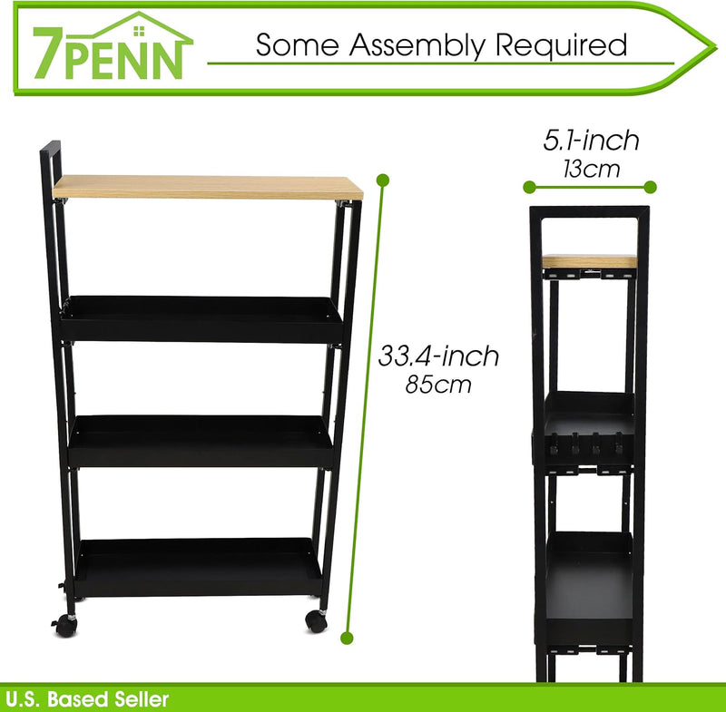 4 TIER SLIM TROLLEY WITH LOCKING CASTERS