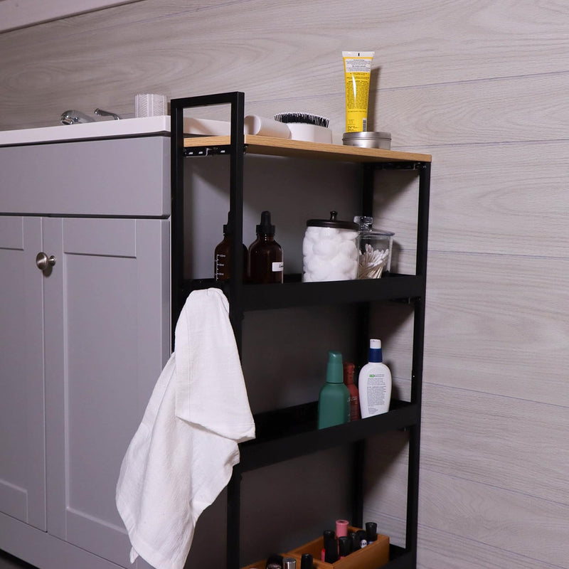 4 TIER SLIM TROLLEY WITH LOCKING CASTERS