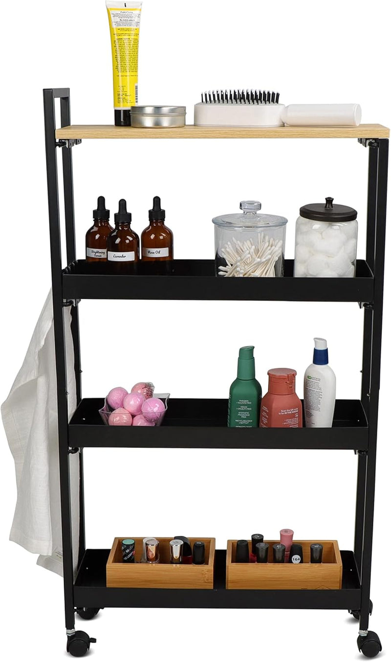 4 TIER SLIM TROLLEY WITH LOCKING CASTERS