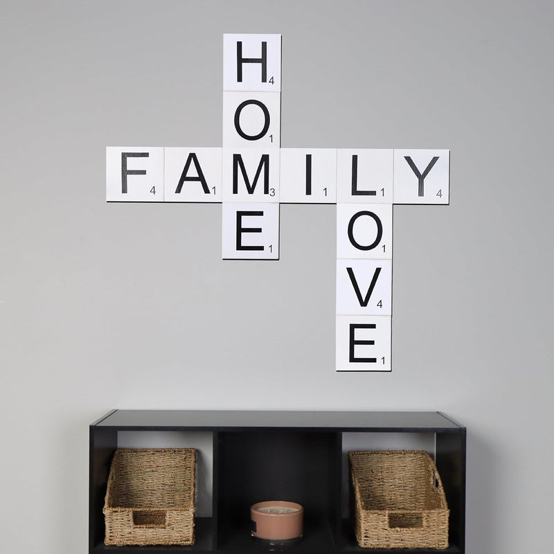 7PENN WOOD SCRABBLE LETTERS SPELLING FAMILY-LOVE-HOME 6x6''