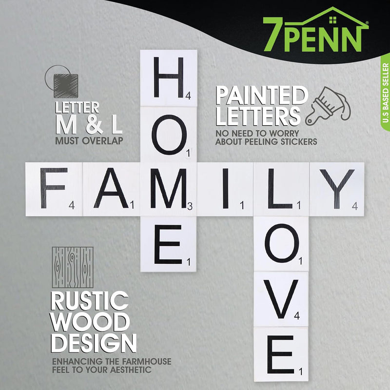 7PENN WOOD SCRABBLE LETTERS SPELLING FAMILY-LOVE-HOME 6x6''