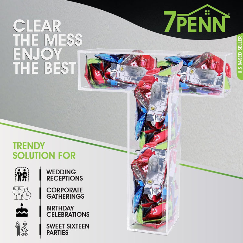 7PENN CLEAR ACRYLIC FILLABLE LETTER T CANDY BOX FOR WEDDINGS