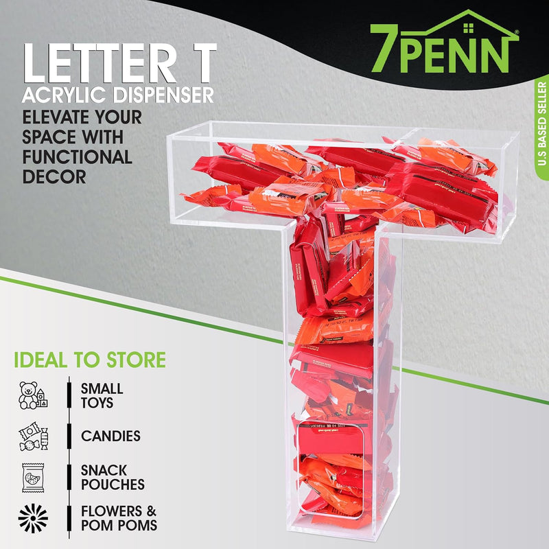 7PENN CLEAR ACRYLIC FILLABLE LETTER T CANDY BOX FOR WEDDINGS