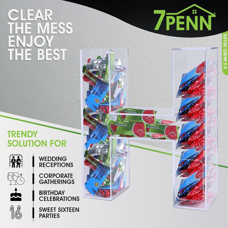 7PENN CLEAR ACRYLIC FILLABLE LETTER H CANDY BOX FOR WEDDINGS