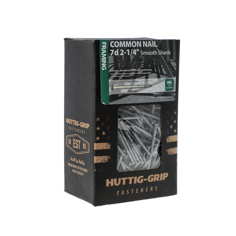 5LB 2-1/4'' COMMON NAILS 7d SMOOTH SHANK HOT GALVANIZED