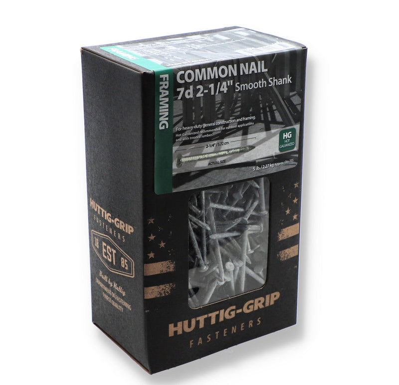 5LB 2-1/4'' COMMON NAILS 7d SMOOTH SHANK HOT GALVANIZED