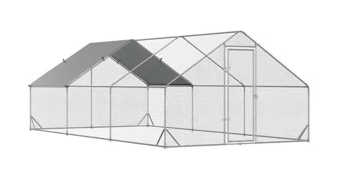 10X20X6.4 Foot Metal Chicken Coop with Cover Large Metal for Chickens, Ducks, Other Small Animals. Yard/Farm/Ranch Outdoor Fresh Egg Supplies.
