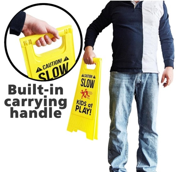 2PK CAUTION -SLOW -KIDS AT PLAY PLASTIC SIGNS