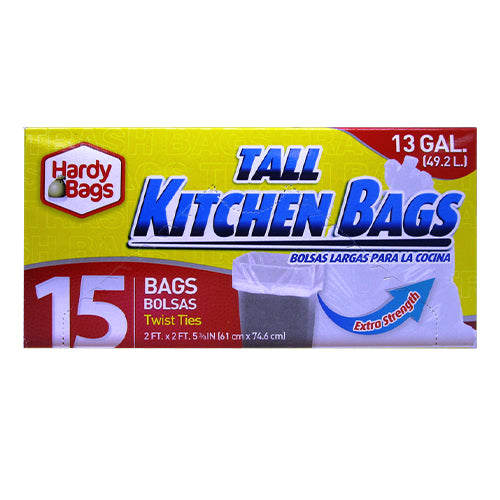 15ct 13gal TALL KITCHEN BAGS 24x29''