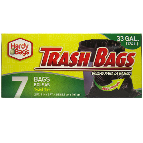 7CT 33GAL LARGE TRASH BAGS 33x40''
