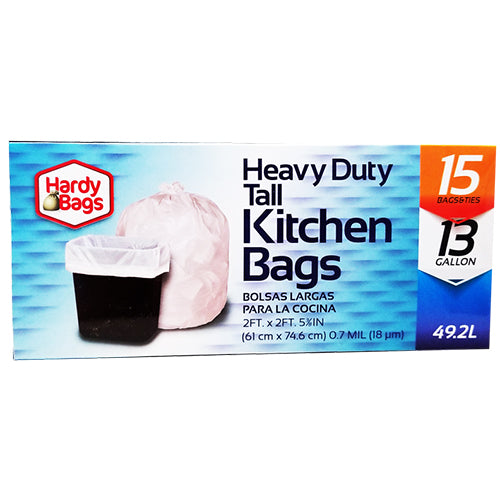15ct 13gal HEAVY DUTY TALL KITCHEN BAGS .7mil 24x29.5''