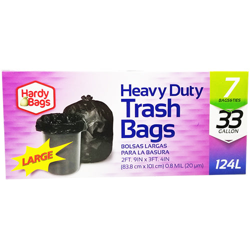 7ct 33gal HEAVY DUTY TRASH BAGS .8mil 33x40''
