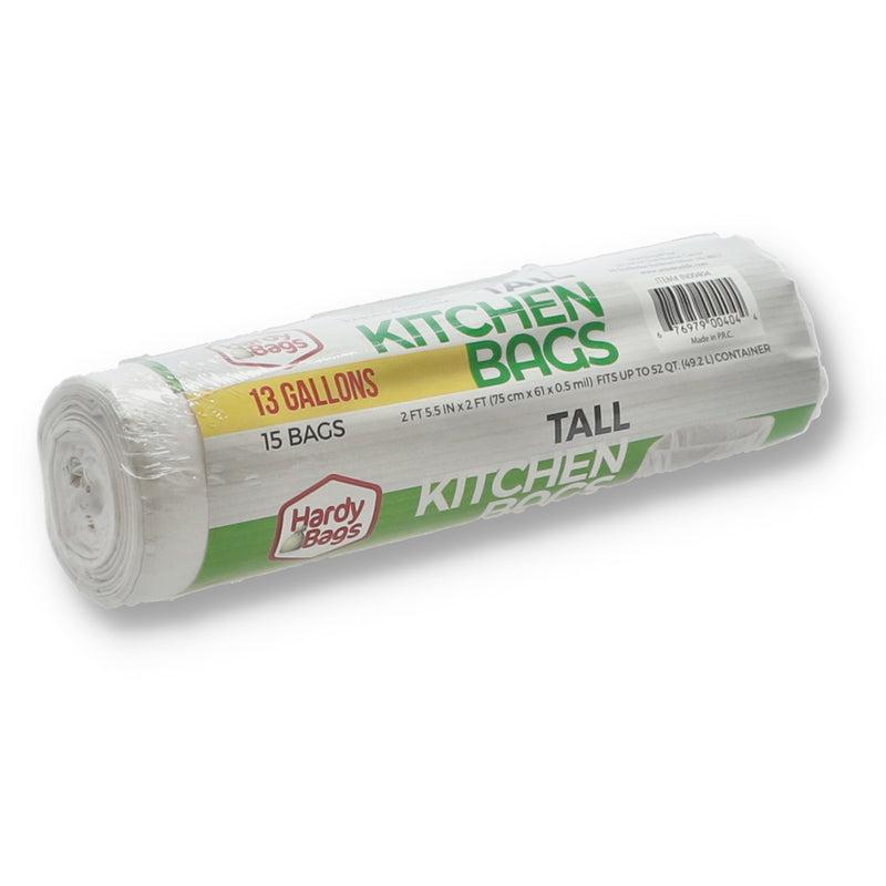 TRASH BAG 13gal 15ct ROLL WHITE