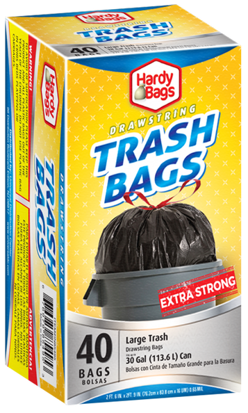 40ct 30gal DRAW STRING BAG BLACK
