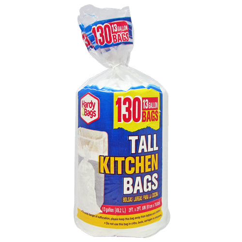 130ct 13gal White Tall Kitchen Bags 24x30''